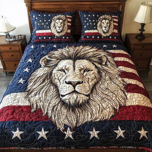 Patriotic White Lion 3-Piece Quilted Bedding Set NCU0DV6273