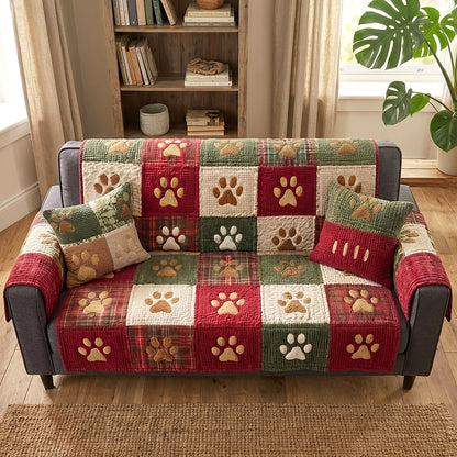 Paw Holiday Quilted Sofa Cover NCU0TV870