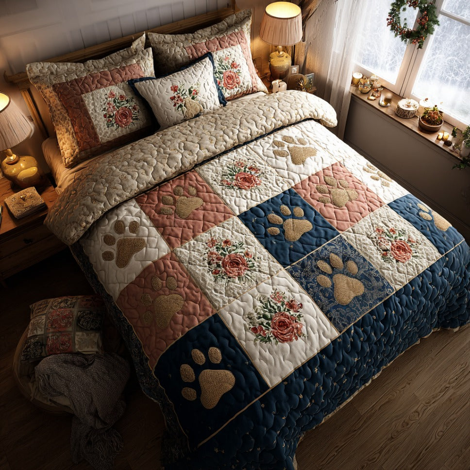 Paw Cottage Charm 3-Piece Quilted Bedding Set NCU0DV8935