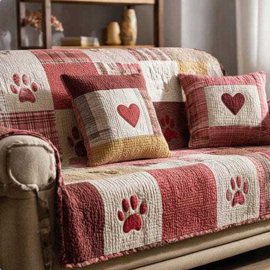 Paw Cuddle Love Quilted Sofa Cover NCU0NT11665