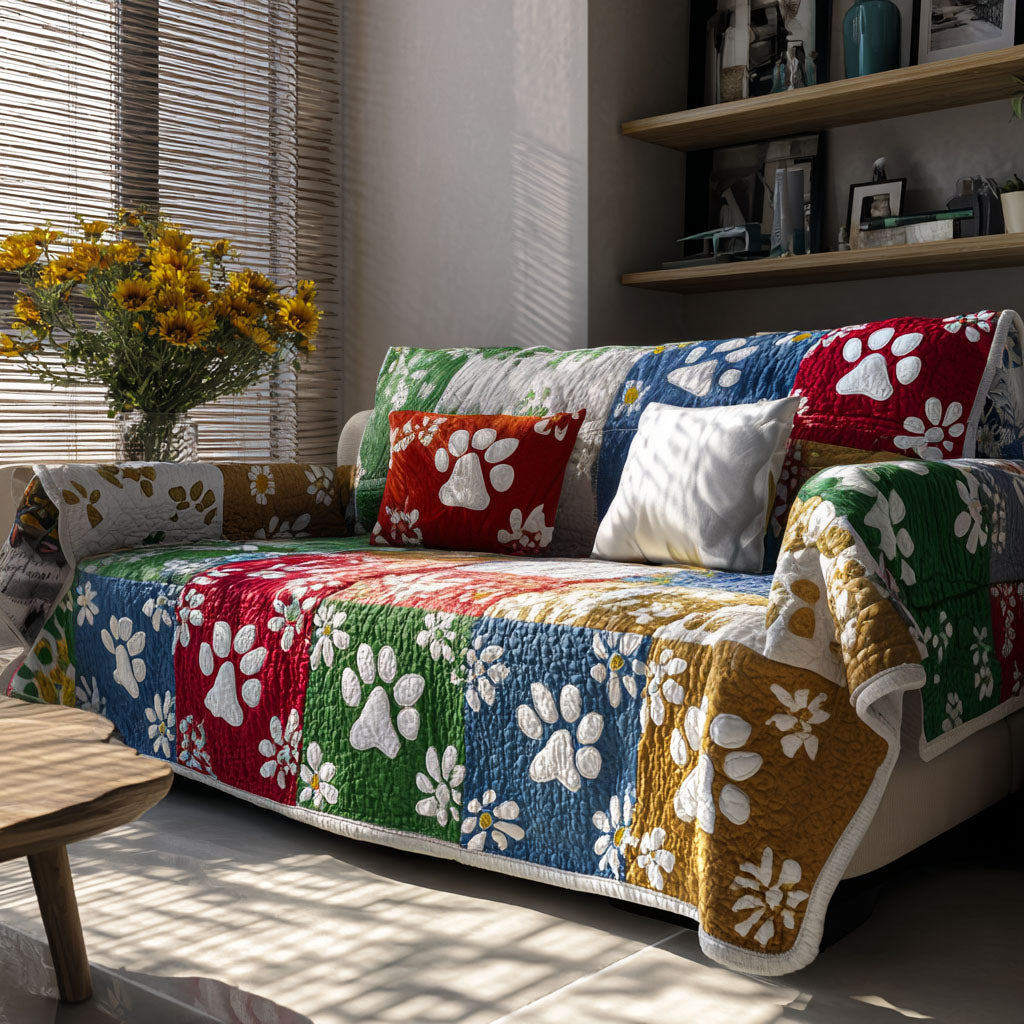 Paw Daisy Dreams Quilted Sofa Cover NCU0PT10906