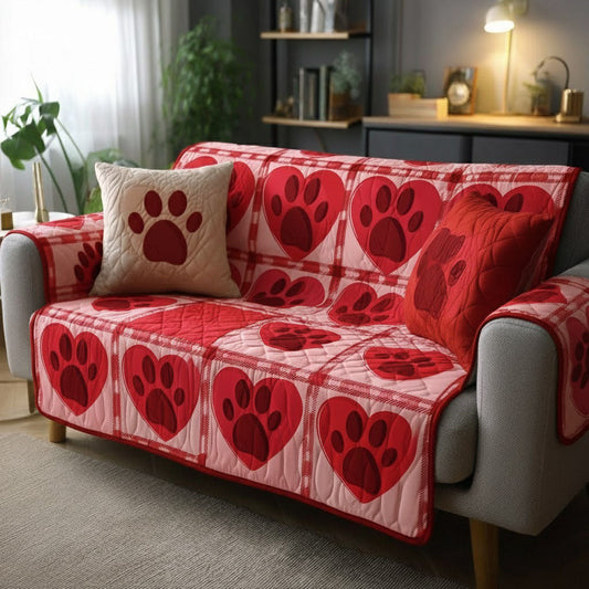 Paw Ember Glow Quilted Sofa Cover NCU0TV1422
