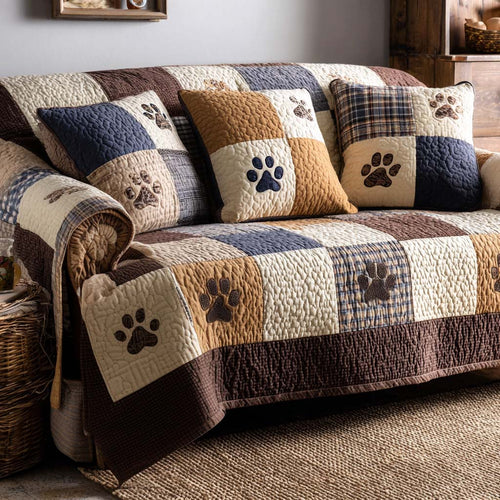 Paw Harmony Quilted Sofa Cover NCU0NT11733