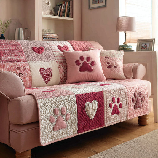 Paw Heartline Quilted Sofa Cover NCU0TV1415