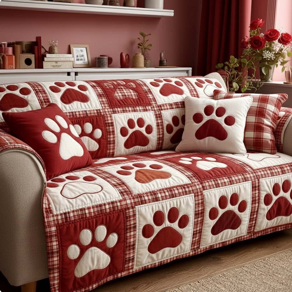 Paw Moment Love Quilted Sofa Cover NCU0NT11667