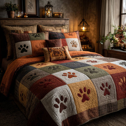 Paw Pathway 3-Piece Quilted Bedding Set NCU0DV8938