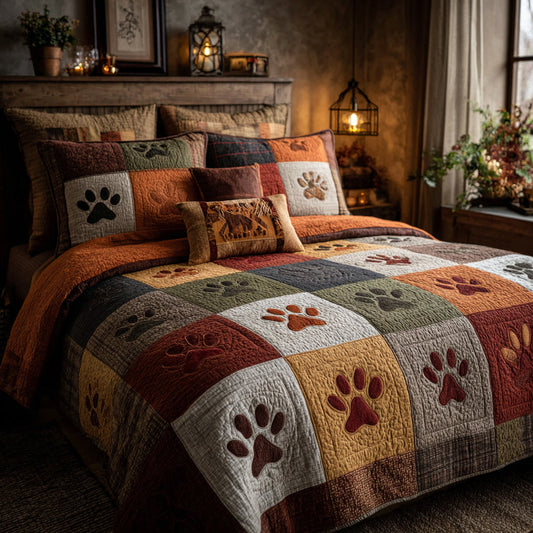 Paw Pathway 3-Piece Quilted Bedding Set NCU0DV8938