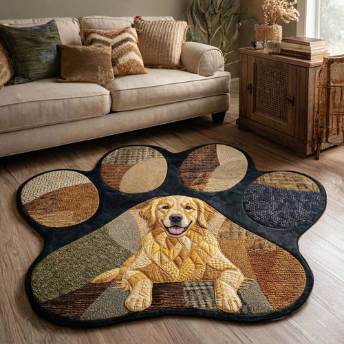 Paw Print Golden Custom Shape Area Rug NCU0NT12618