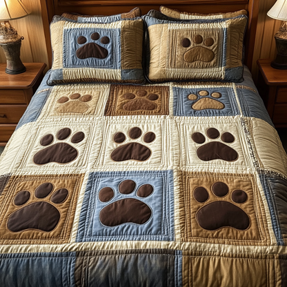 Paw Prints 3-Piece Quilted Bedding Set NCU0VH2153