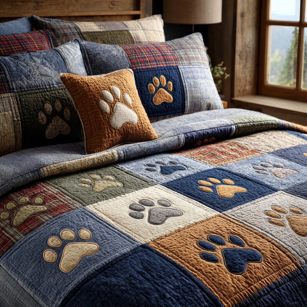 Paw Radiance 3-Piece Quilted Bedding Set NCU0DV8973