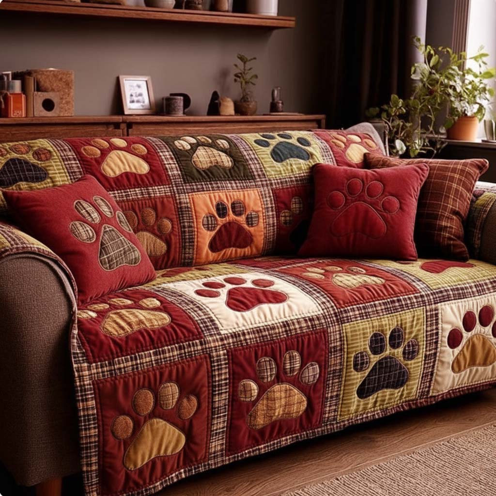 Paw Romance Quilted Sofa Cover NCU0NT11668