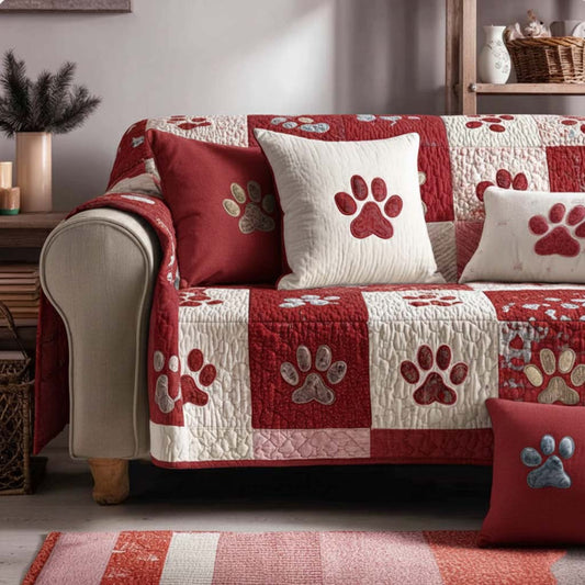 Paw Sweetheart Quilted Sofa Cover NCU0NT11669