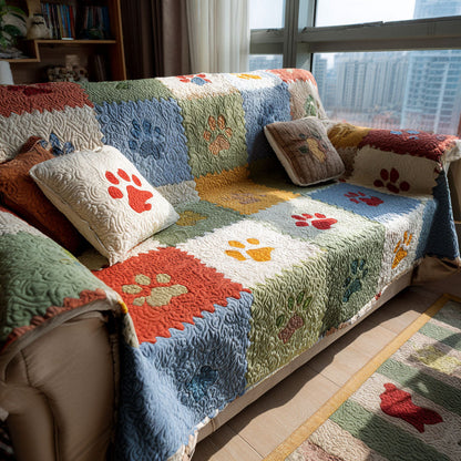 Paw Wood Retreat Quilted Sofa Cover NCU0PT10896