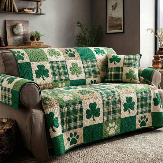 Paw and Clover Quilted Sofa Cover NCU0NT12216