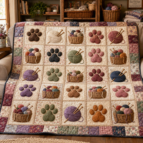 Paw and Yarn Quilted Blanket NCU0TV2021