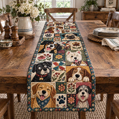 Pawfect Dog Gathering Quilted Table Runner NCU0DV10458