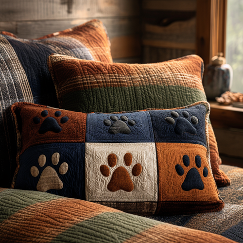 Pawprint Meadow Quilted Bedding Pillow Case NCU0DV8937