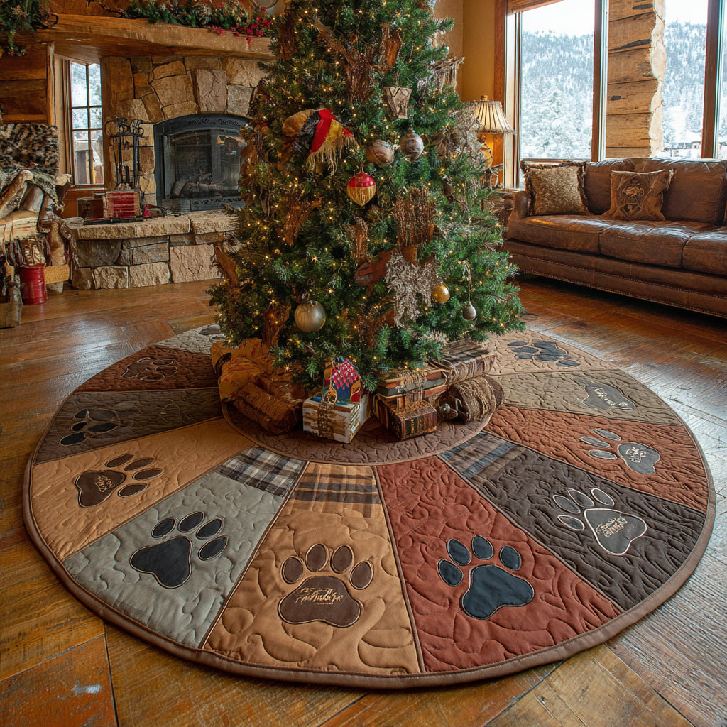 Pawprint Cheer Christmas Quilted Tree Skirt NCU0DV8655