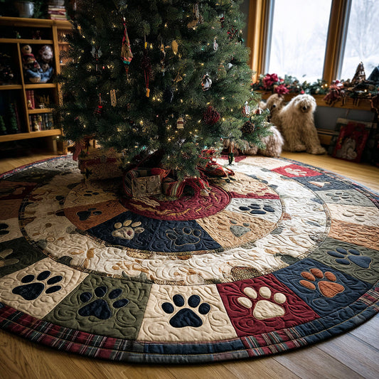 Pawprint Christmas Christmas Quilted Tree Skirt NCU0DV8647
