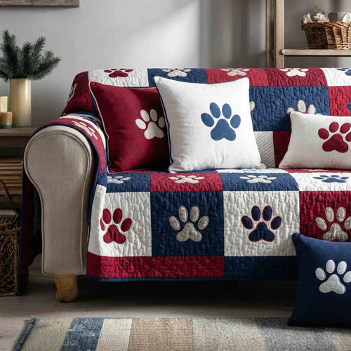 Pawprint Haven Quilted Sofa Cover NCU0NT12250