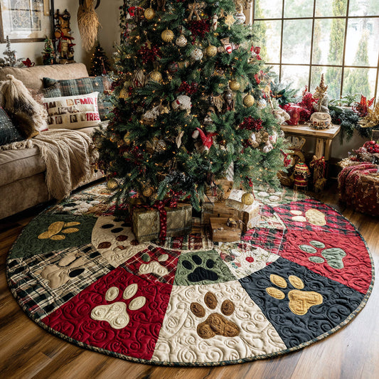 Pawprint Magic Christmas Quilted Tree Skirt NCU0DV8652