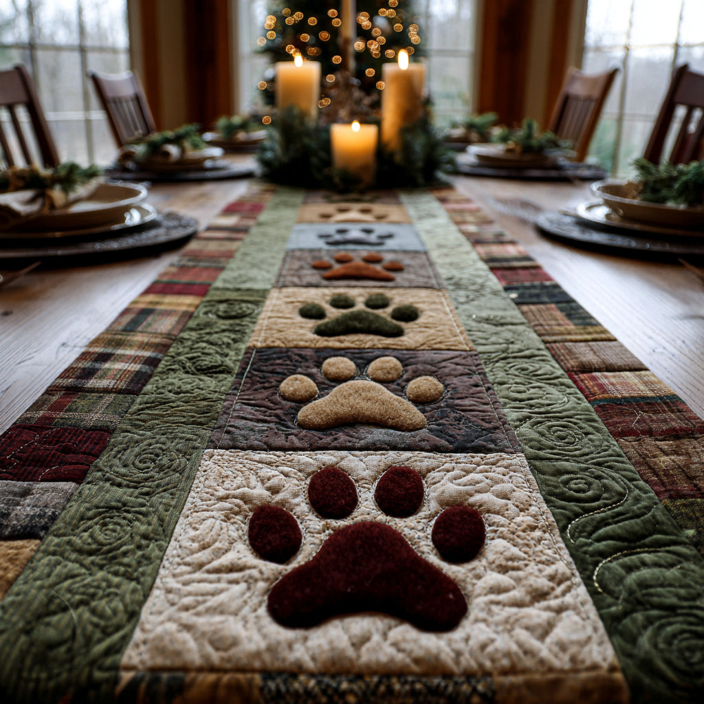 Pawprint Patchwork Quilted Table Runner NCU0DV8944