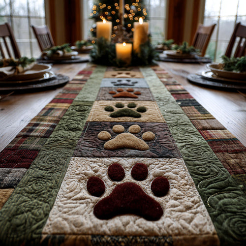 Pawprint Patchwork Quilted Table Runner NCU0DV8944