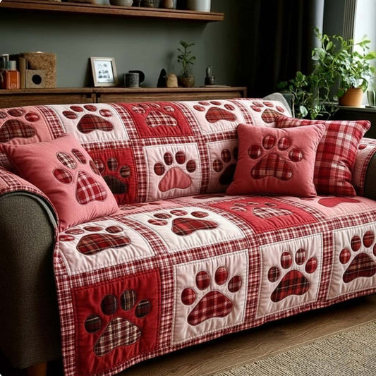Pawprint Valentine Quilted Sofa Cover NCU0NT11672
