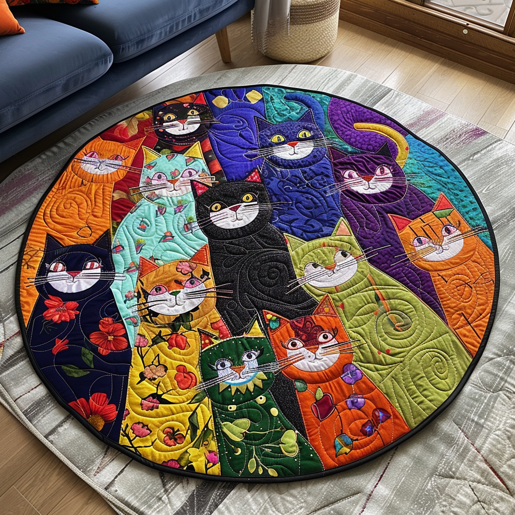 Paws Whimsy Quilted Round Mat NCU0DV4221