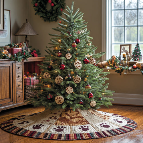 Paws of Christmas Christmas Quilted Tree Skirt NCU0DV8653