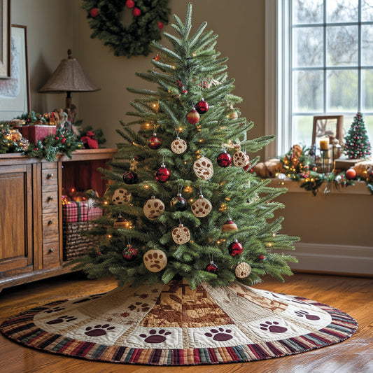 Paws of Christmas Christmas Quilted Tree Skirt NCU0DV8653