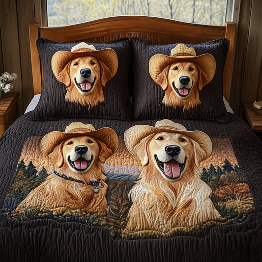 Paws of Gold 3-Piece Quilted Bedding Set NCU0DV5491
