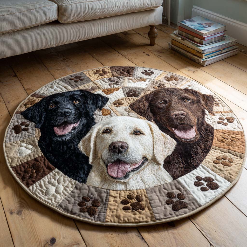 Pawsome Labrador Portraits Quilted Round Mat NCU0HH1903