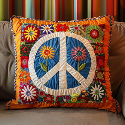 Peace Sign Quilted Pillow Case NCU0TH342