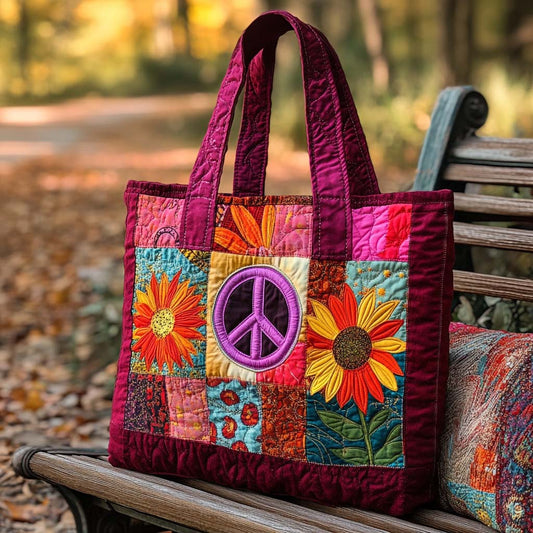 Peace And Blooms Quilted Tote Bag NCU0XD469