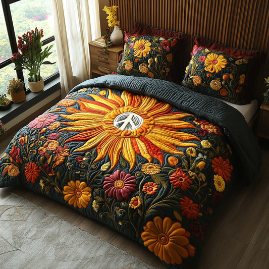 Peace Bloom 3-Piece Quilted Bedding Set NCU0DV7517