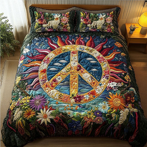 Peace Bloom 3-Piece Quilted Bedding Set NCU0PT3957