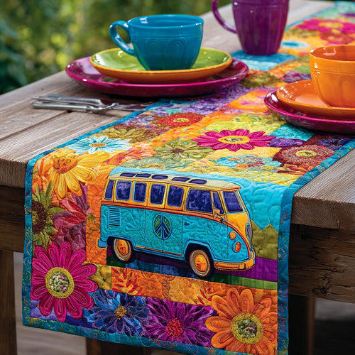 Peace Bloom Quilted Table Runner NCU0DV9176