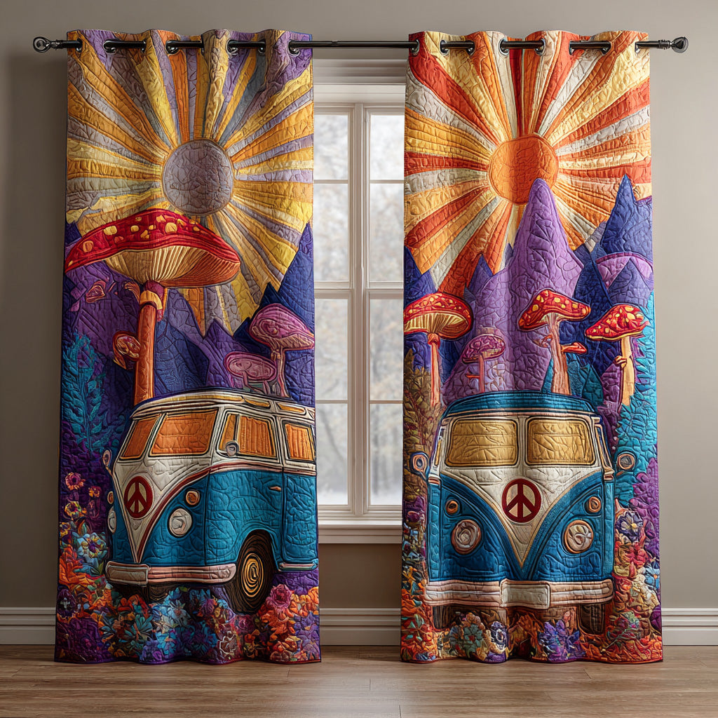 Peace Bus Meadow Quilted Curtains NCU0TD1499