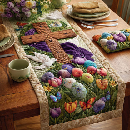 Peace Cross Quilted Table Runner NCU0TD2328