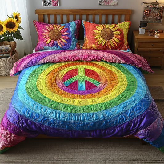 Peace Spectrum 3-Piece Quilted Bedding Set NCU0VL2778