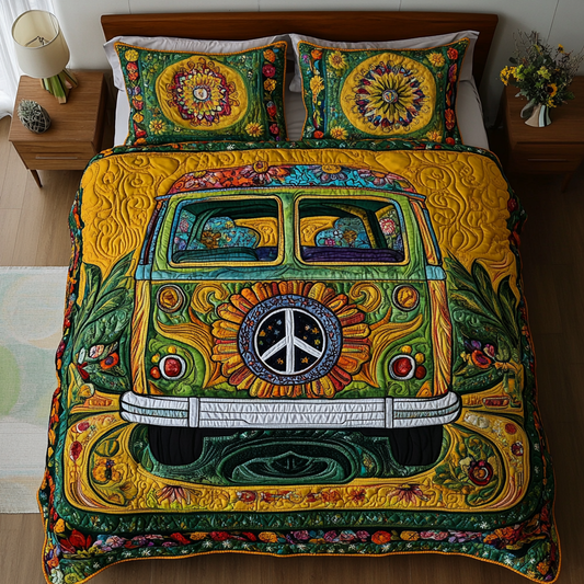 Peace Van 3-Piece Quilted Bedding Set NCU0DK7648
