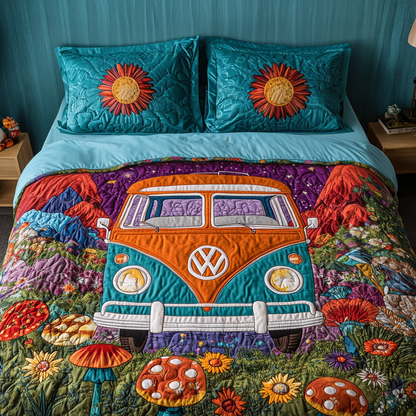 Peace Van 3-Piece Quilted Bedding Set NCU0VH5118