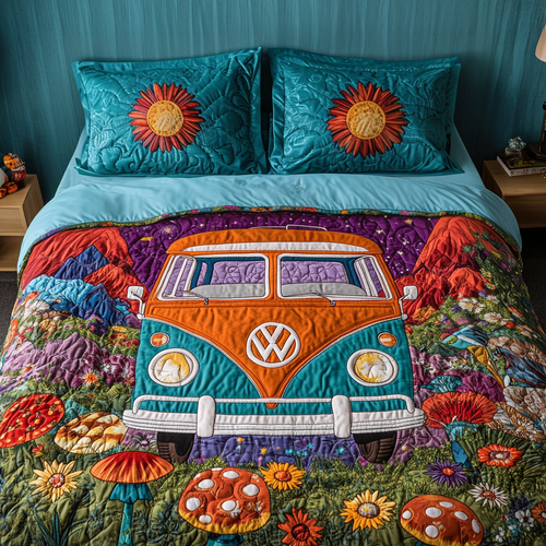 Peace Van 3-Piece Quilted Bedding Set NCU0VH5118