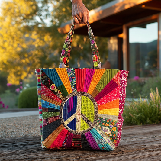 Peace Vibes Only Quilted Tote Bag NCU0PT8203