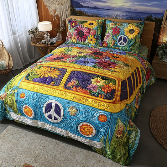 Peace Wagon 3-Piece Quilted Bedding Set NCU0VL1401