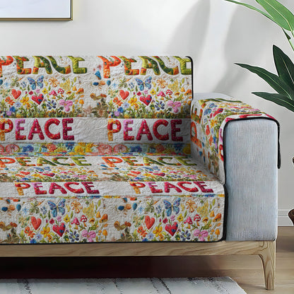 Peace and Love Quilted Sofa Cover NCU0PT6908