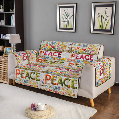 Peace and Love Quilted Sofa Cover NCU0PT6908