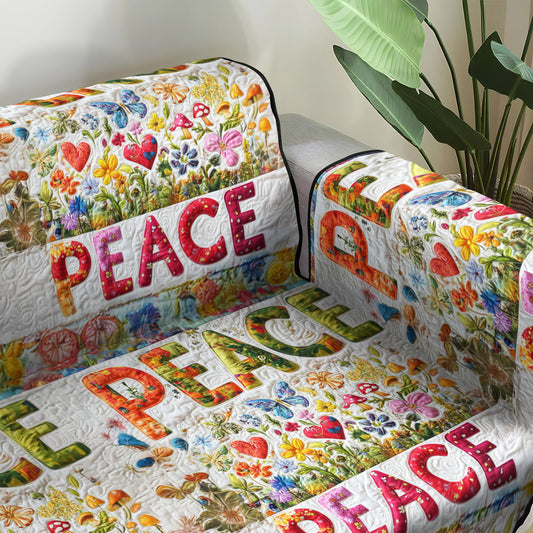 Peace and Love Quilted Sofa Cover NCU0PT6908
