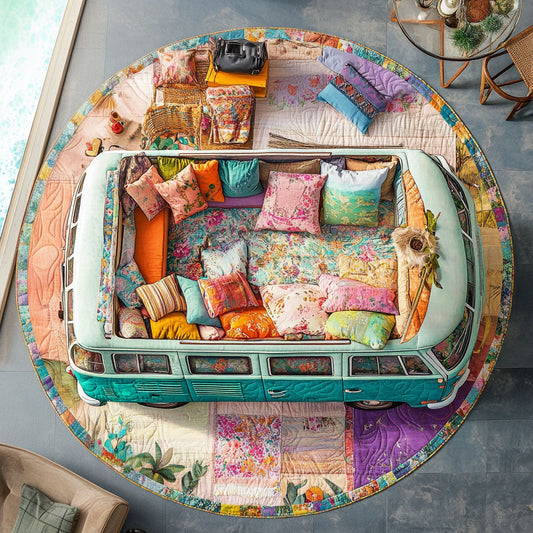 Peace and Wanderlust Quilted Round Mat NCU0PT4265